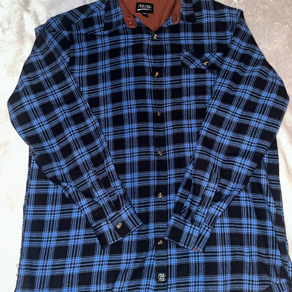 Yee Yee Apparel Blue and Black Plaid Men's Shirt